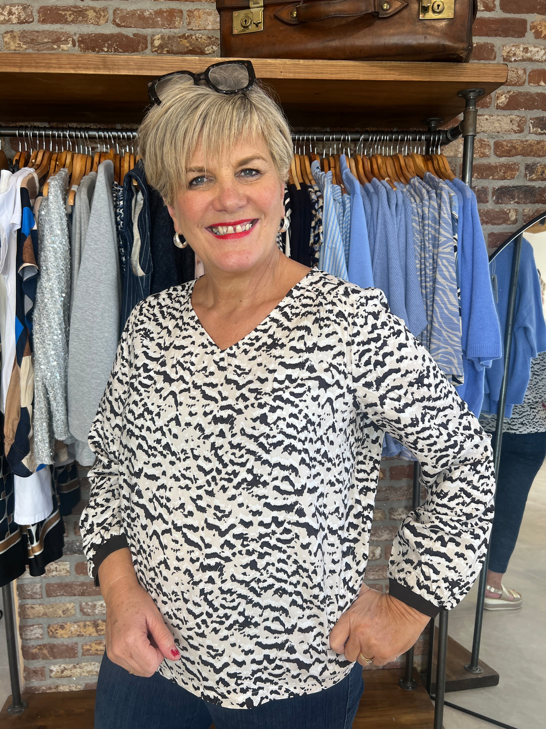 Street One Patterned Blouse In Morning beige