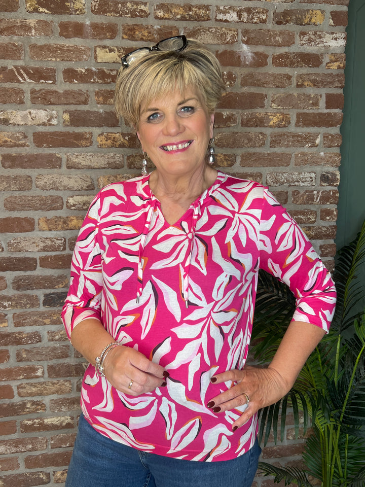 Cecil Multi Top With Tie In beetroot pink