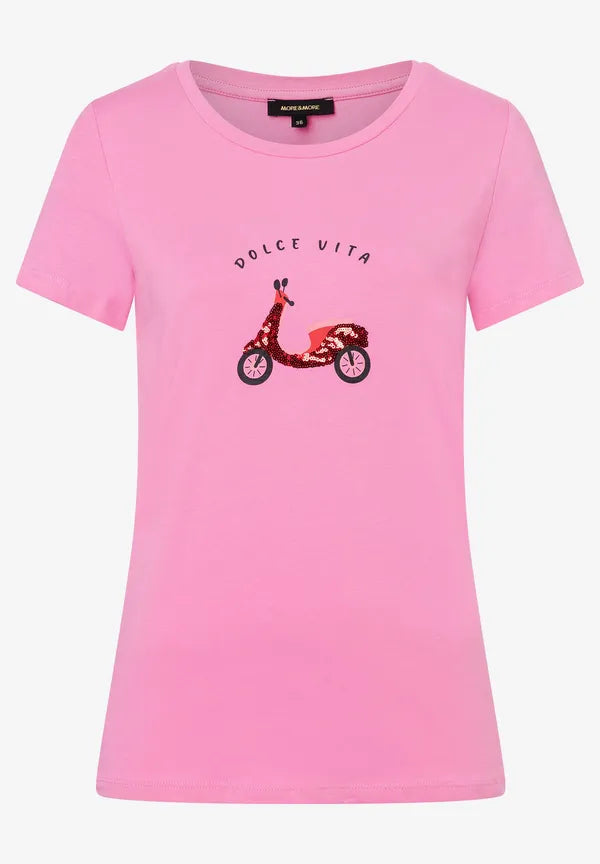 More & More T-shirt With Print In Rosebloom Pink