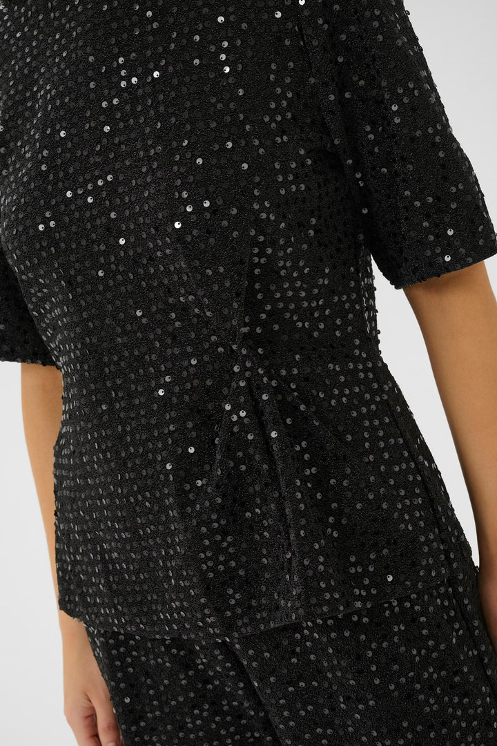 Culture Sequin Blouse In Black