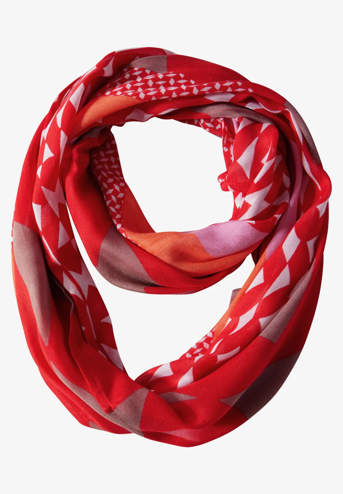 Street One Colour Print Snood In Mandarin Red