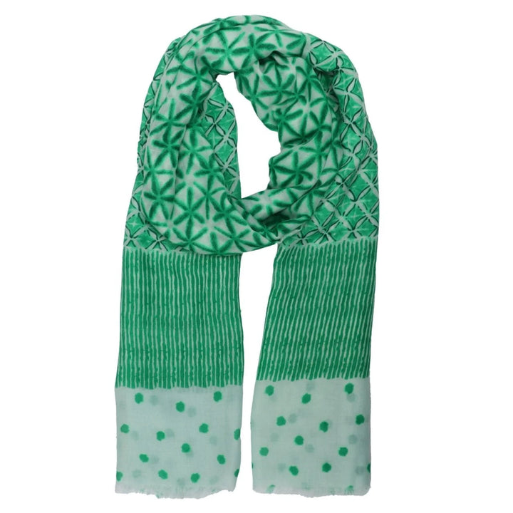 Polly Spots & Stripes Scarf In Green