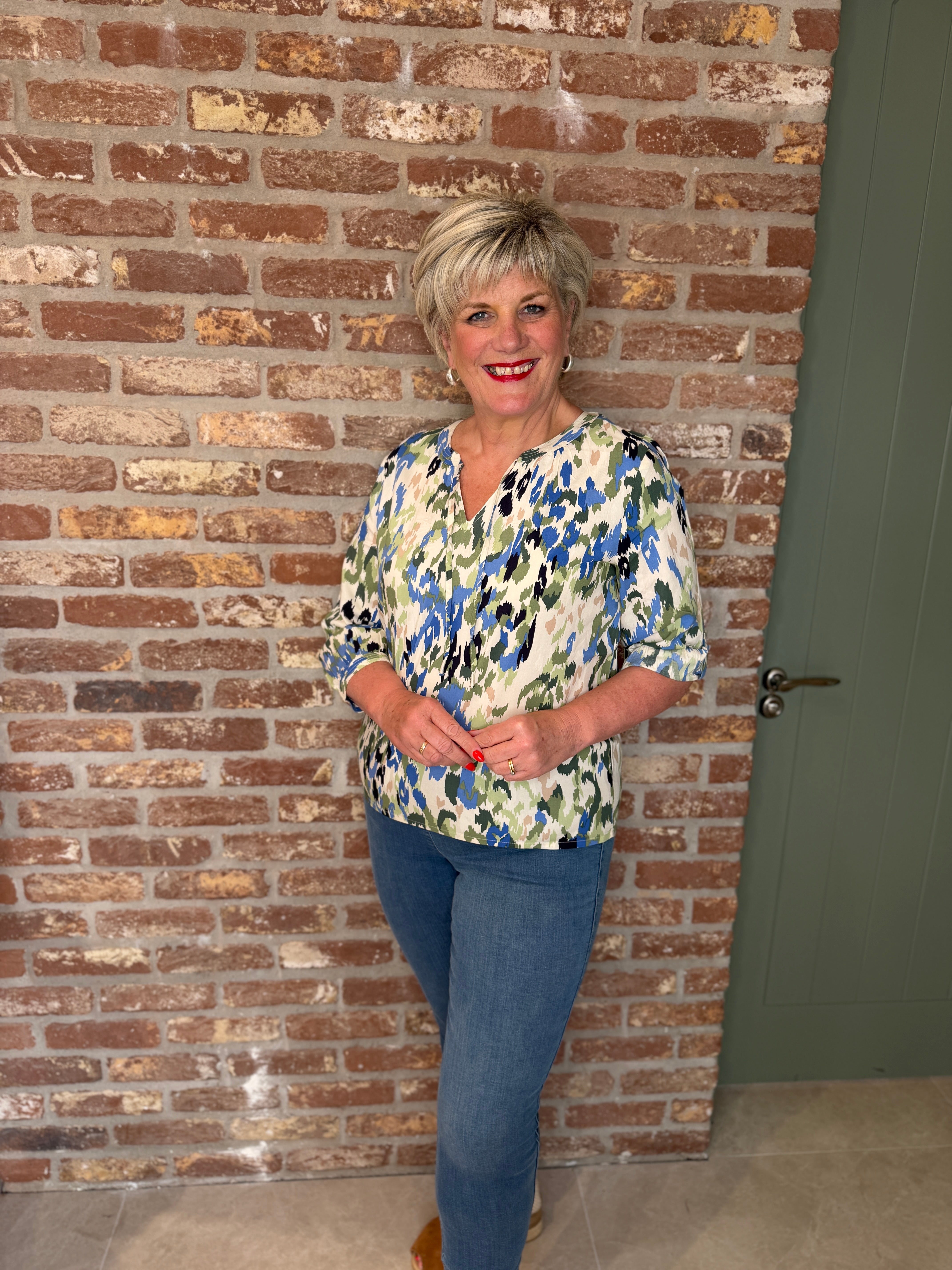 Cecil Patterned Blouse In Cashmere Beige