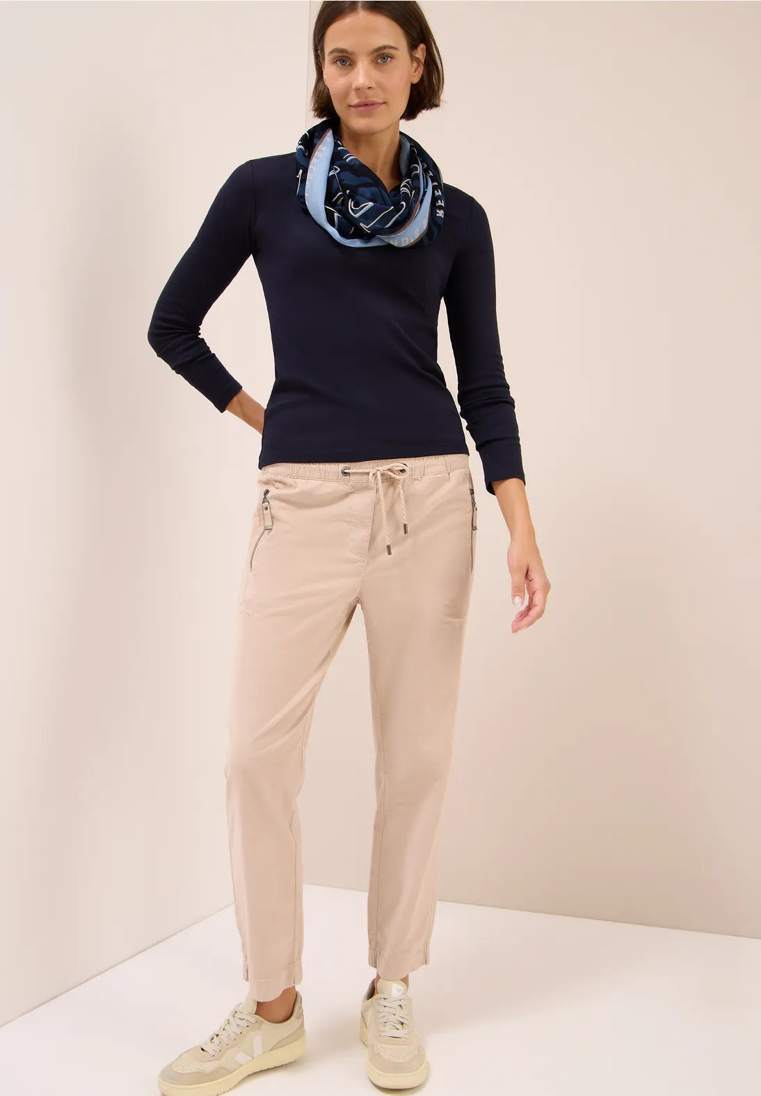 Cecil Print Loop Snood In Urban Dark Blue