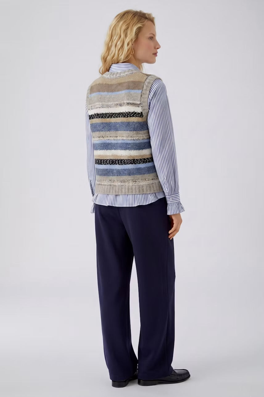 Oui Pullover Vest In Light brown & blue