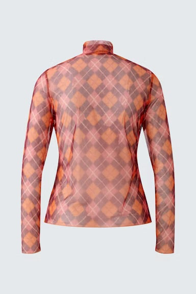 Patterned mesh top in dark red