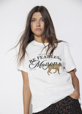 T-shirt with front graphic maison in white