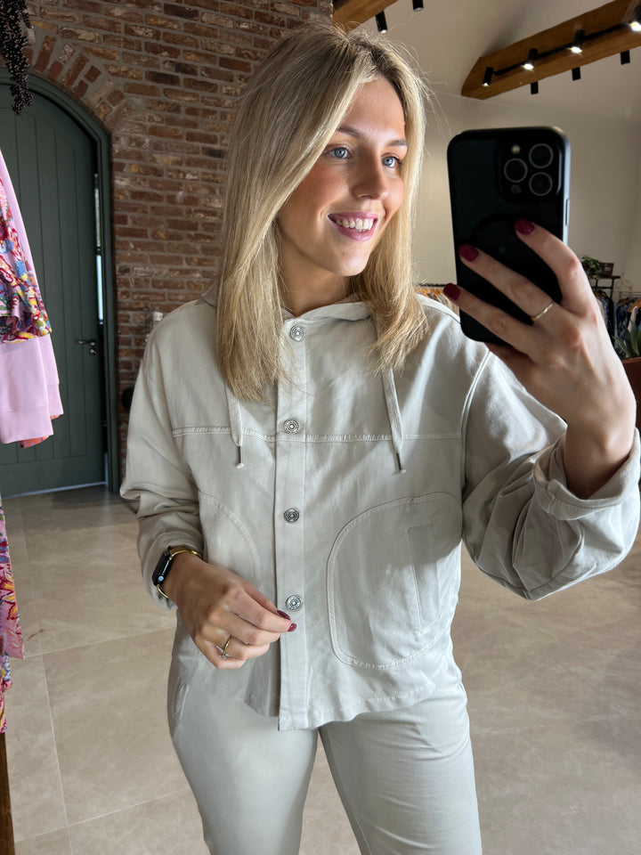 Deck By Decollage Hooded Jacket In Stone