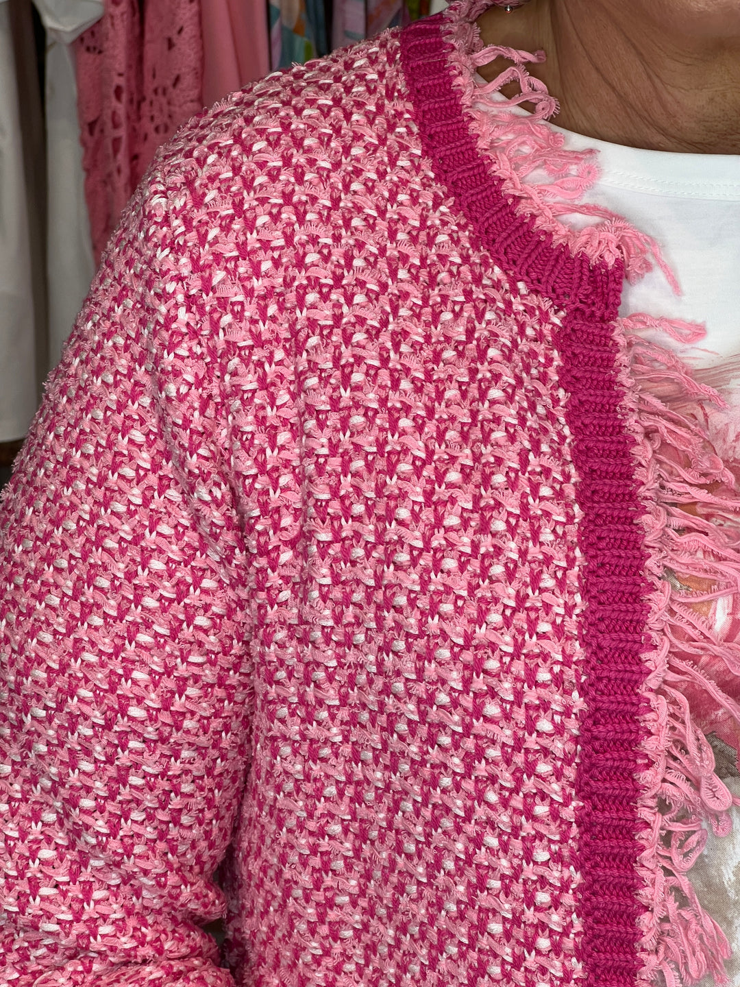 Monari Tweed Cardigan In spring flower