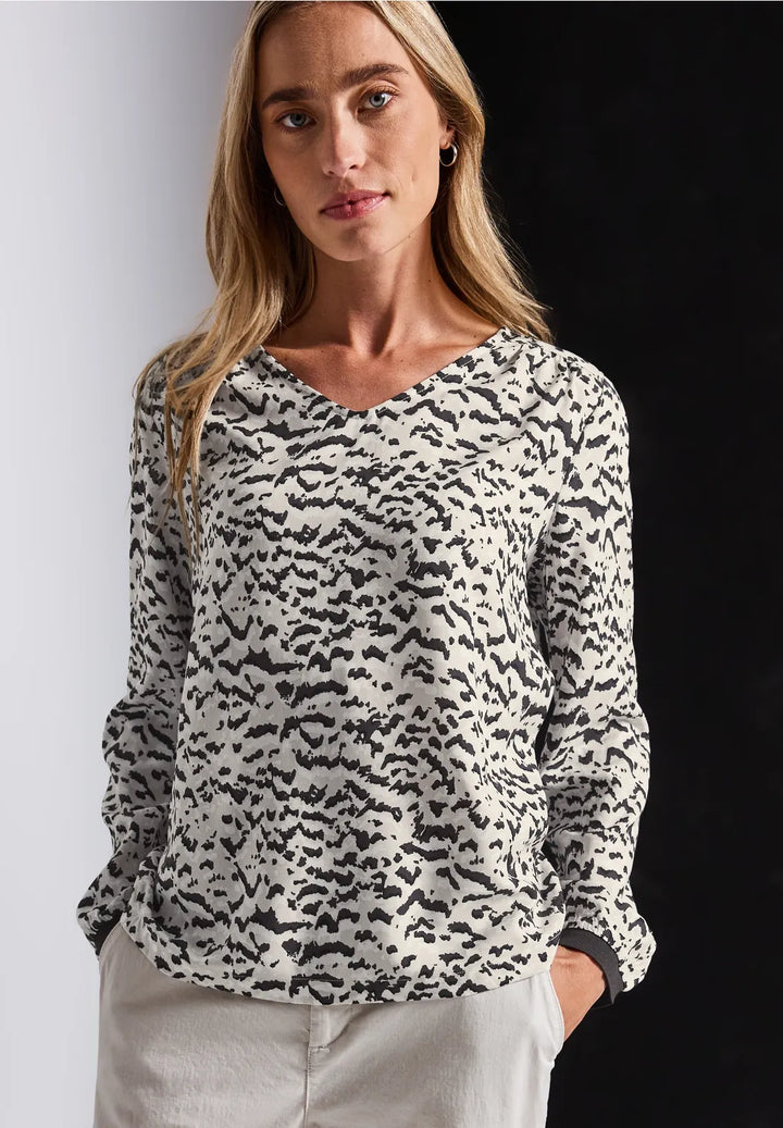 Street One Patterned Blouse In Morning beige