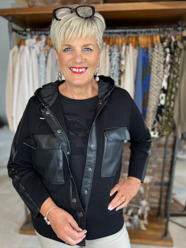 Monari Cardigan With Hood In Black