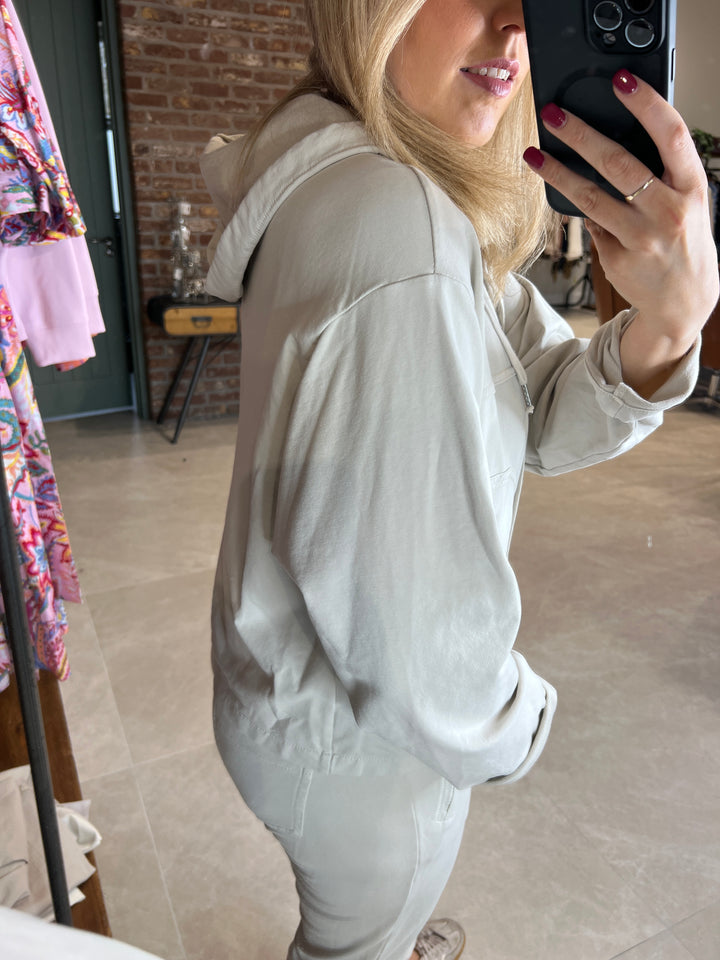 Deck By Decollage Hooded Jacket In Stone