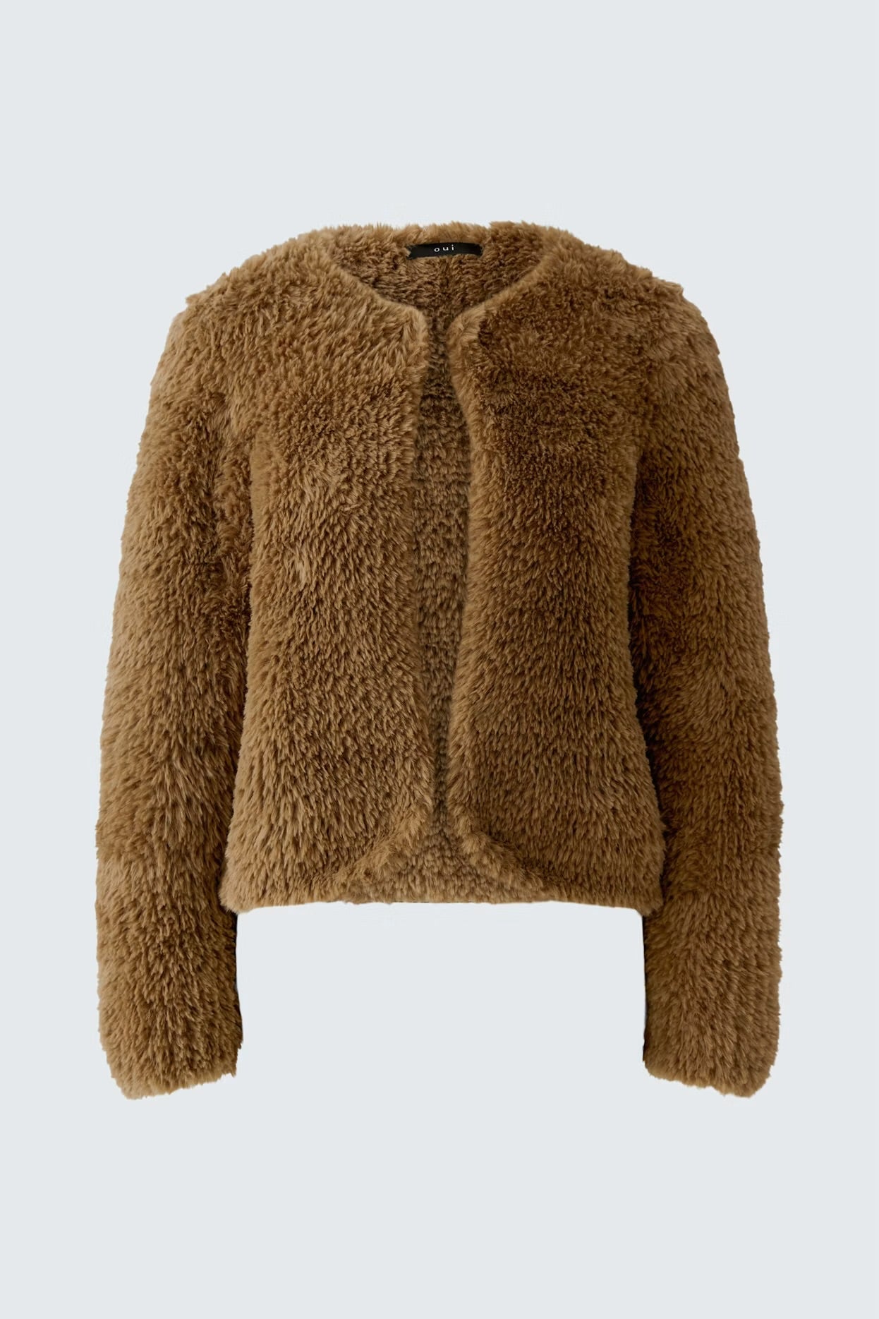 Oui Faux Fur Cardigan In Brown
