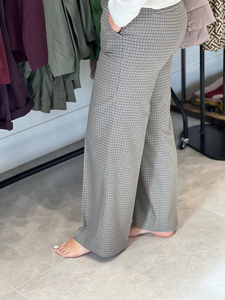 More & More Check Wide Leg Trousers In Multi