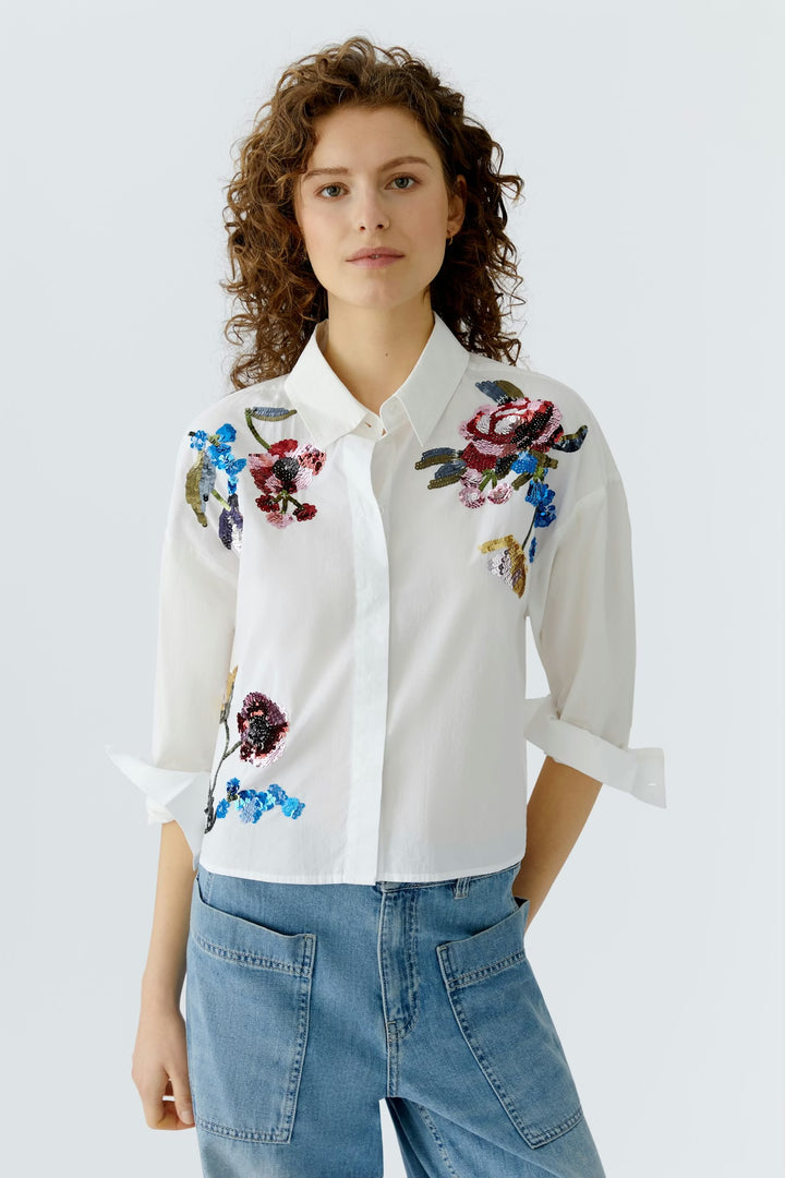 Oui embroidery shirt In optic white