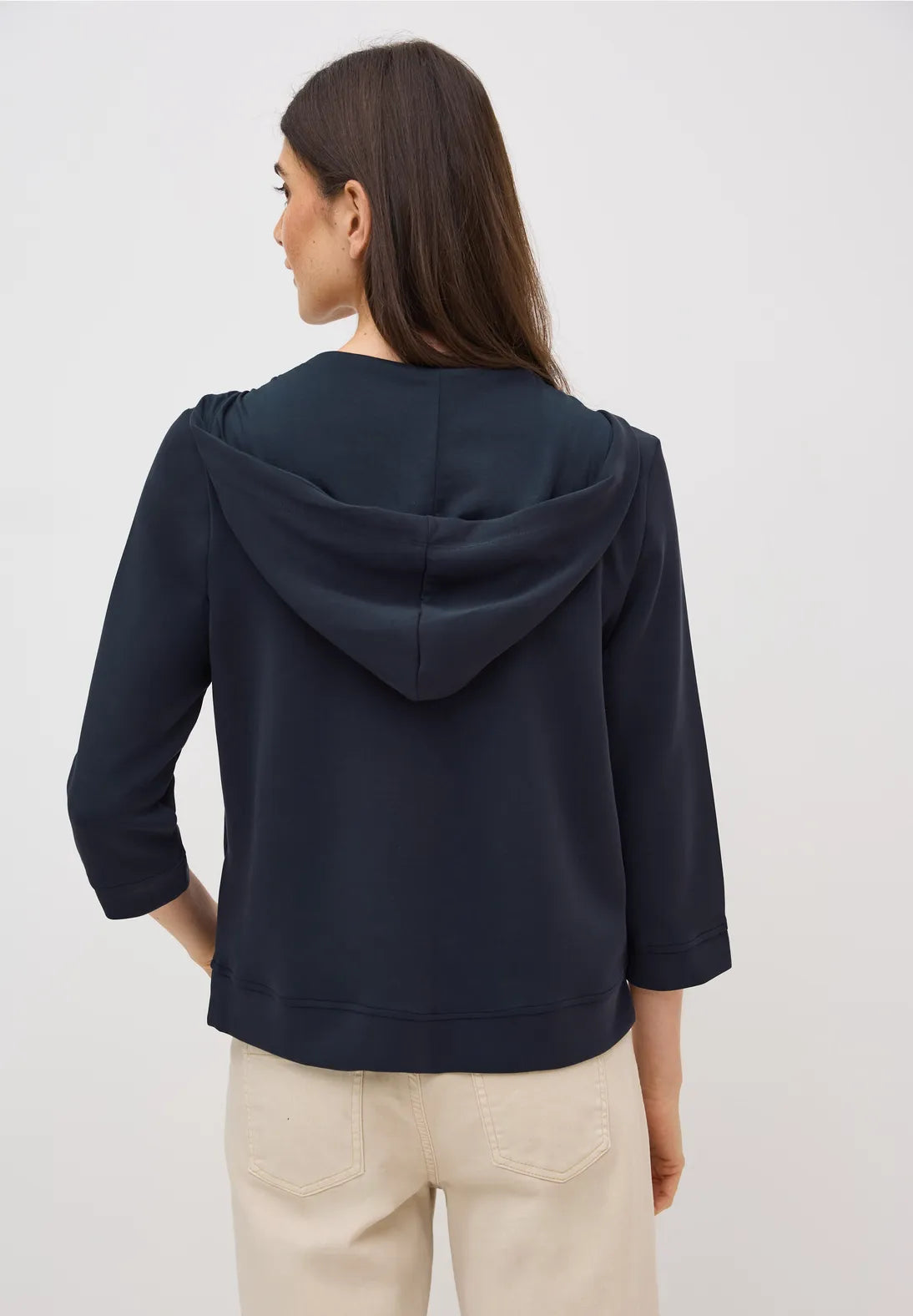 Cecil Soft Hooded Jacket In Urban Dark Blue