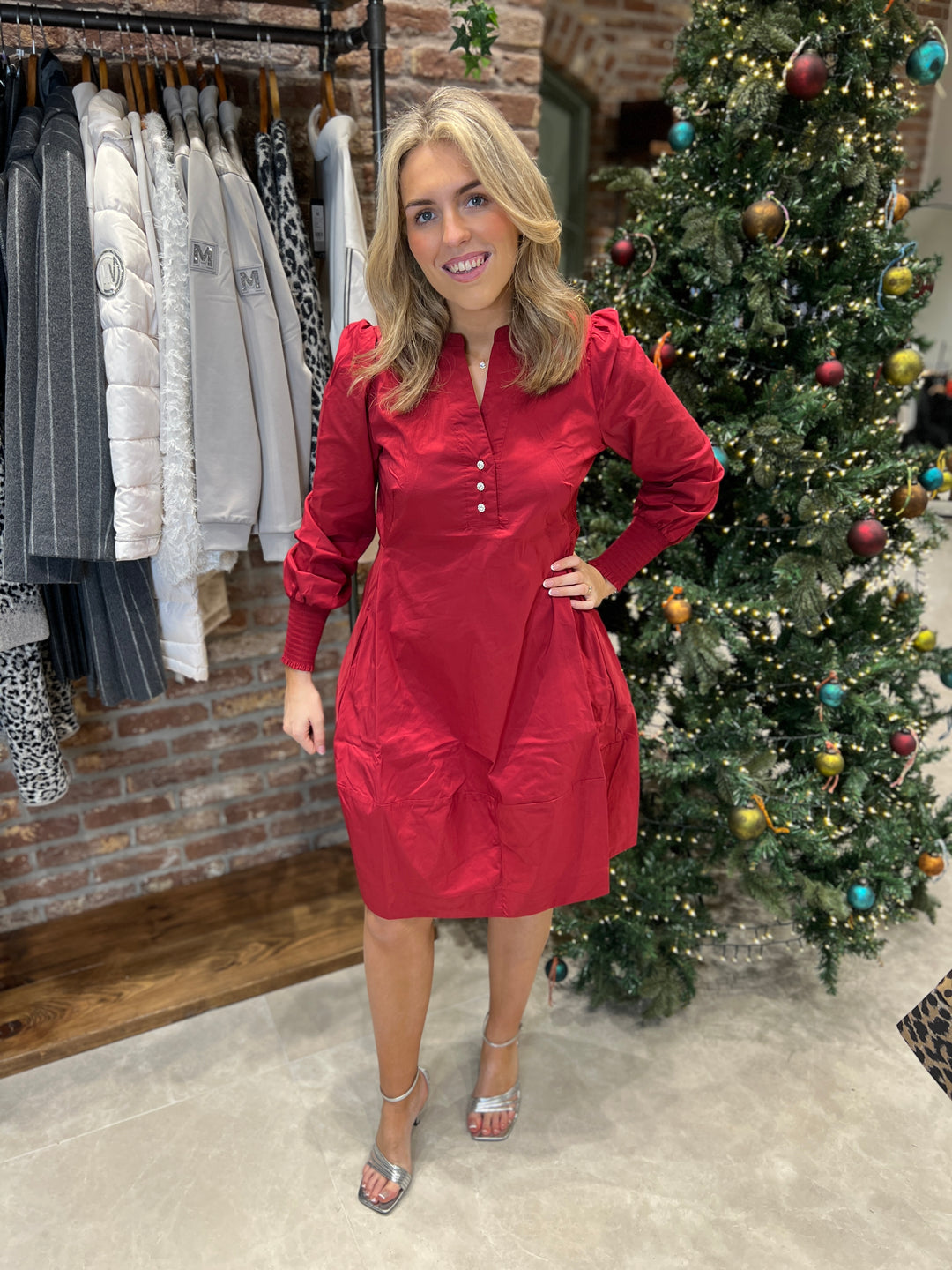 Culture Cuantoinett Rib Dress In Chill Pepper