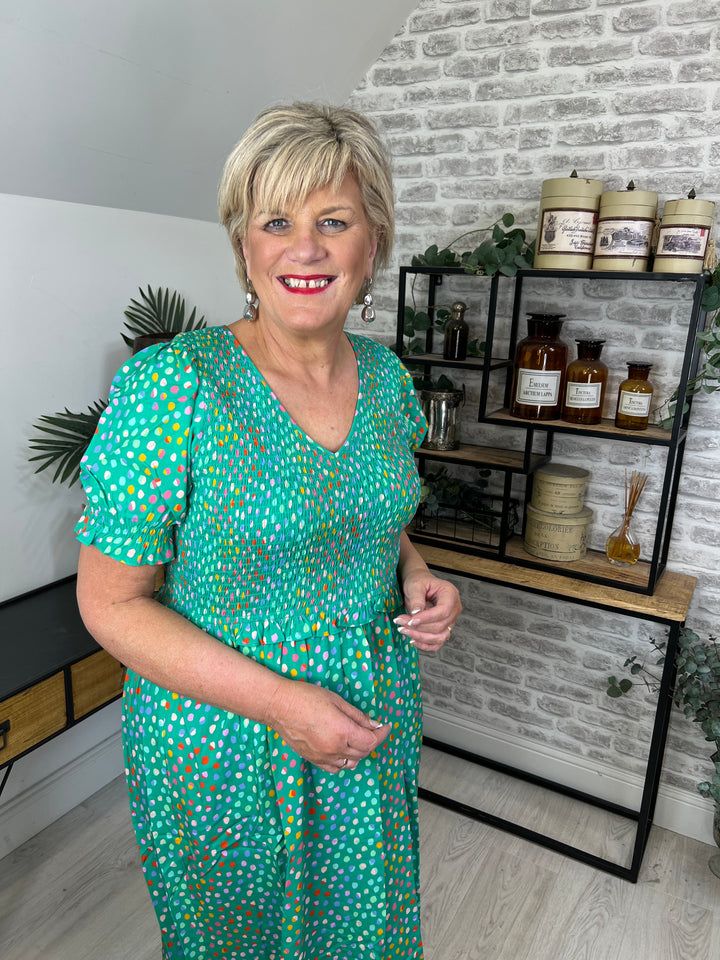 Sugarhill Brighton Bettina Rainbow Dress In Green