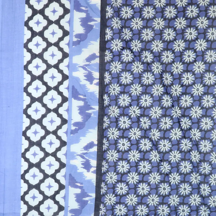 Pom Abstract Floral Tile print Scarf In blue