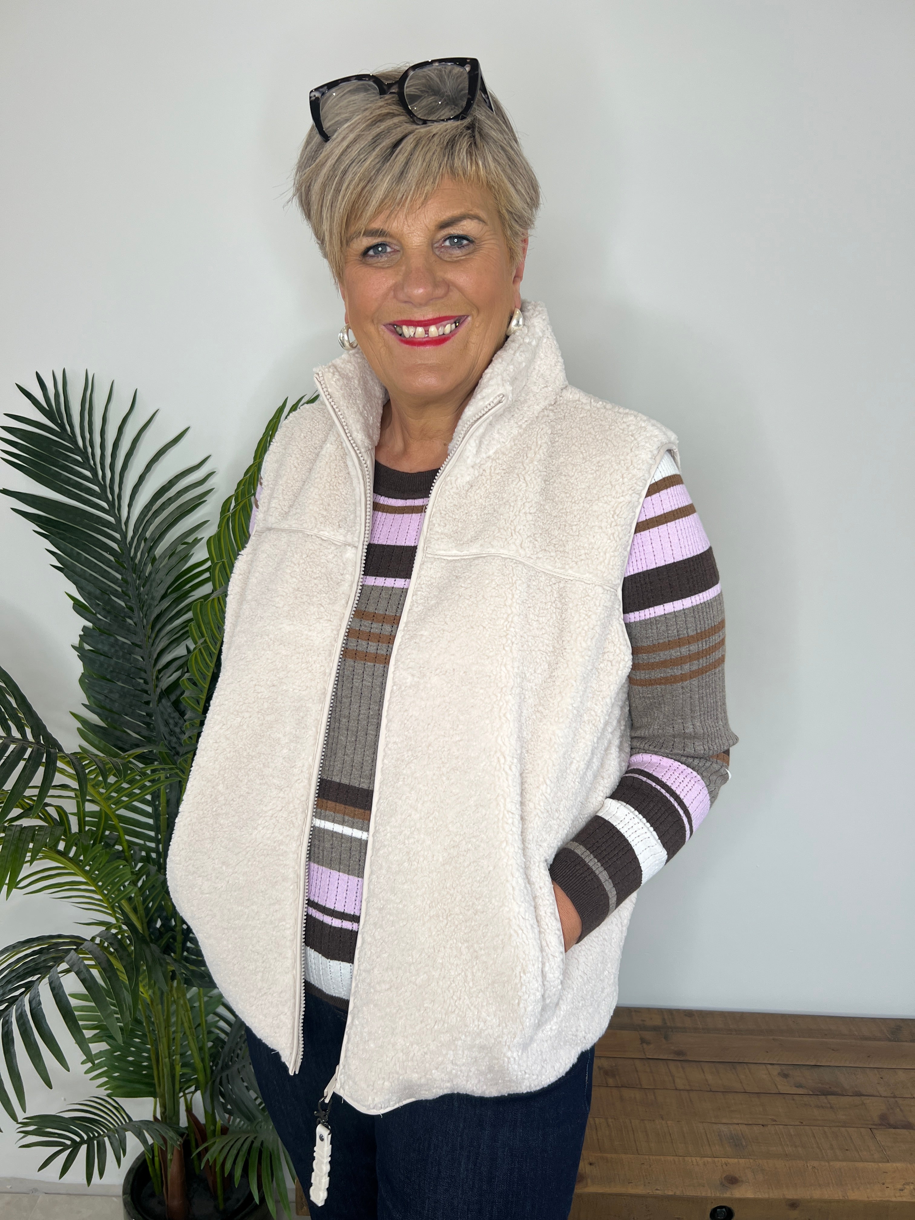 Cecil Teddy Waistcoat In Teddy Vanilla