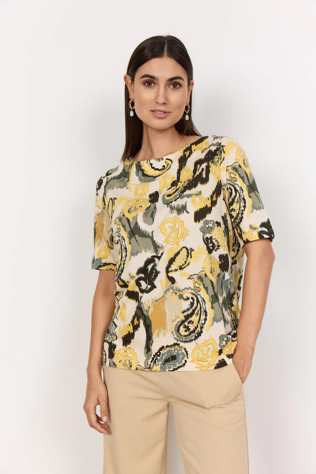 Soya Concept Felicity Floral T-shirt In Yellow