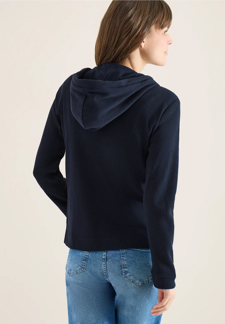 Cecil Ribbed Hooded Jacket In Navy