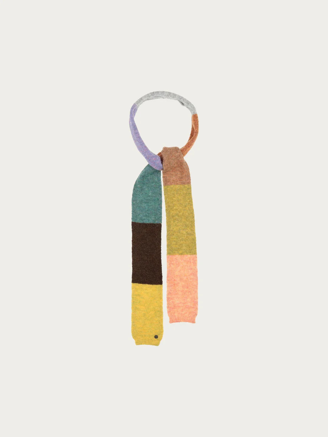 Narrow Knitted Scarf With Colour blocks In Multicoloured