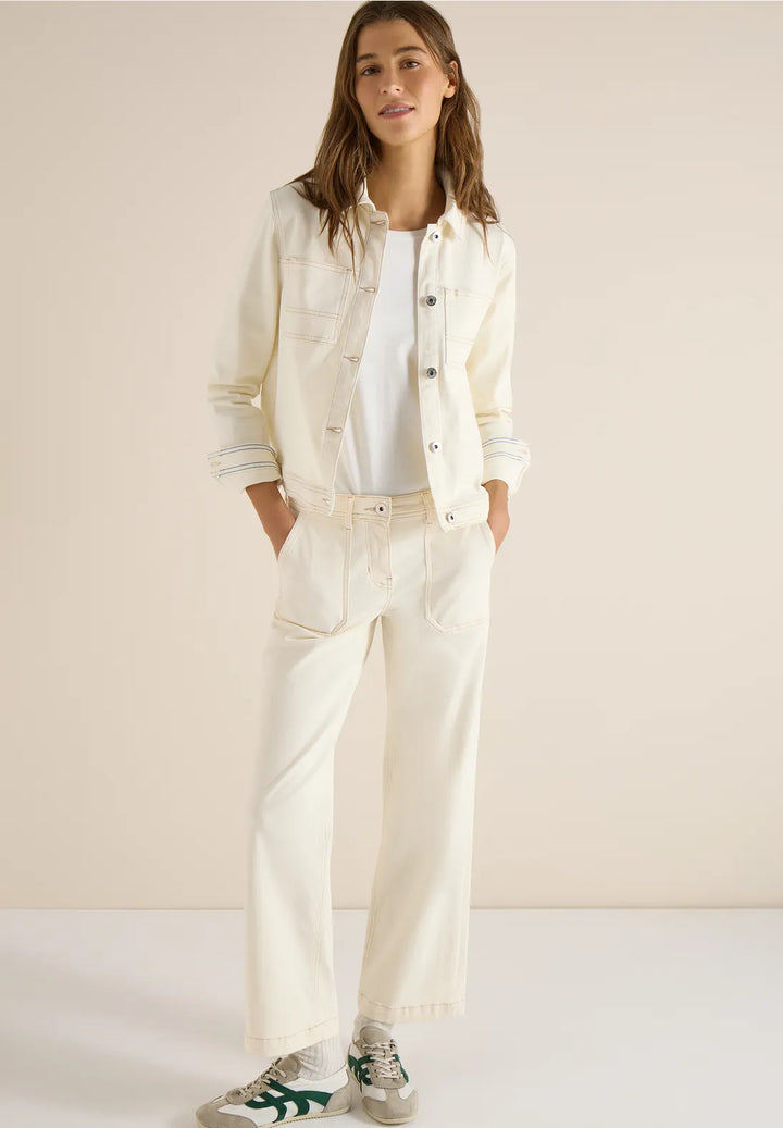 Cecil Neele Patch Pocket Jeans In Pearl Beige