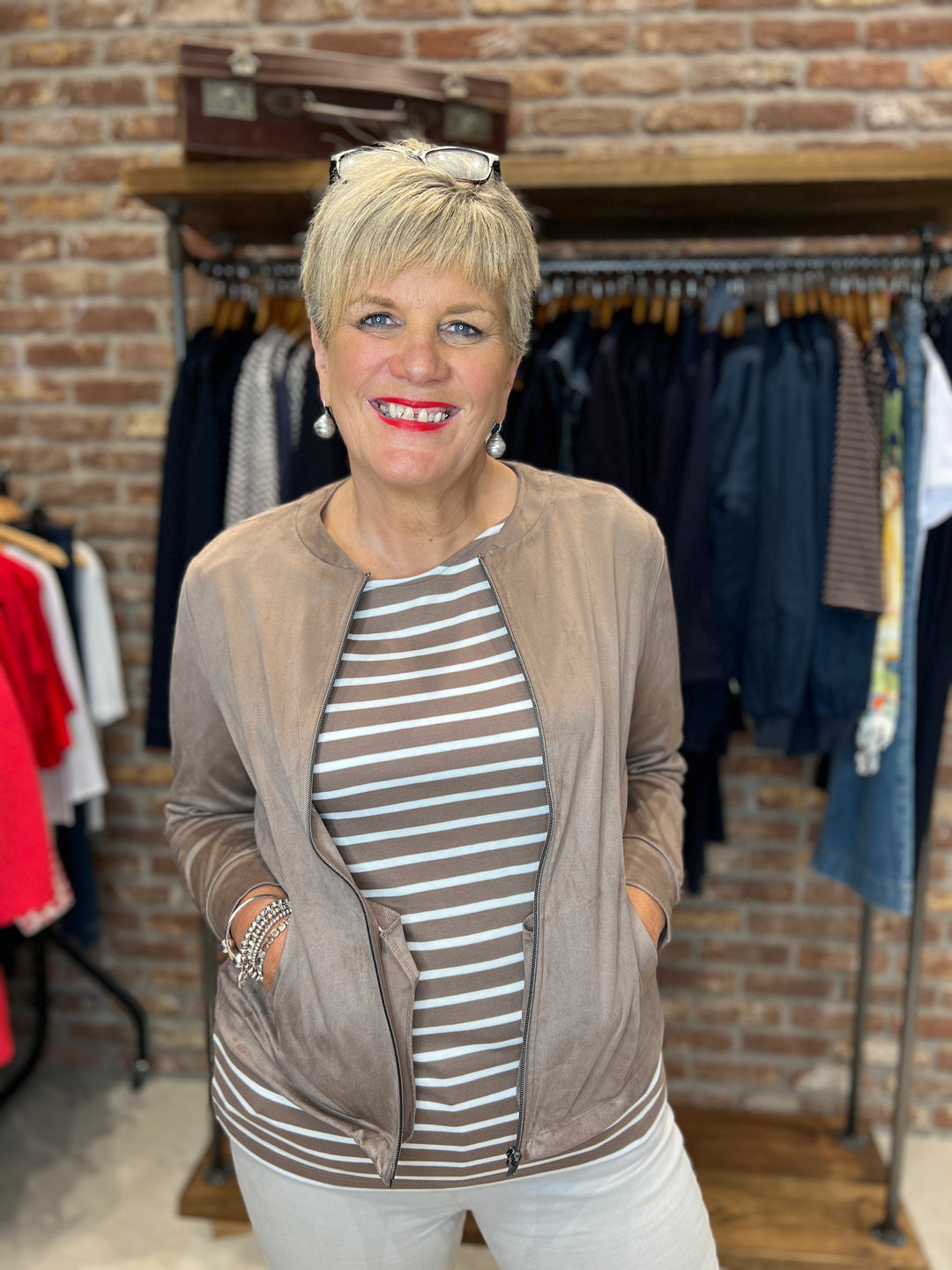 Street One Velours Jacket In Silk Brown