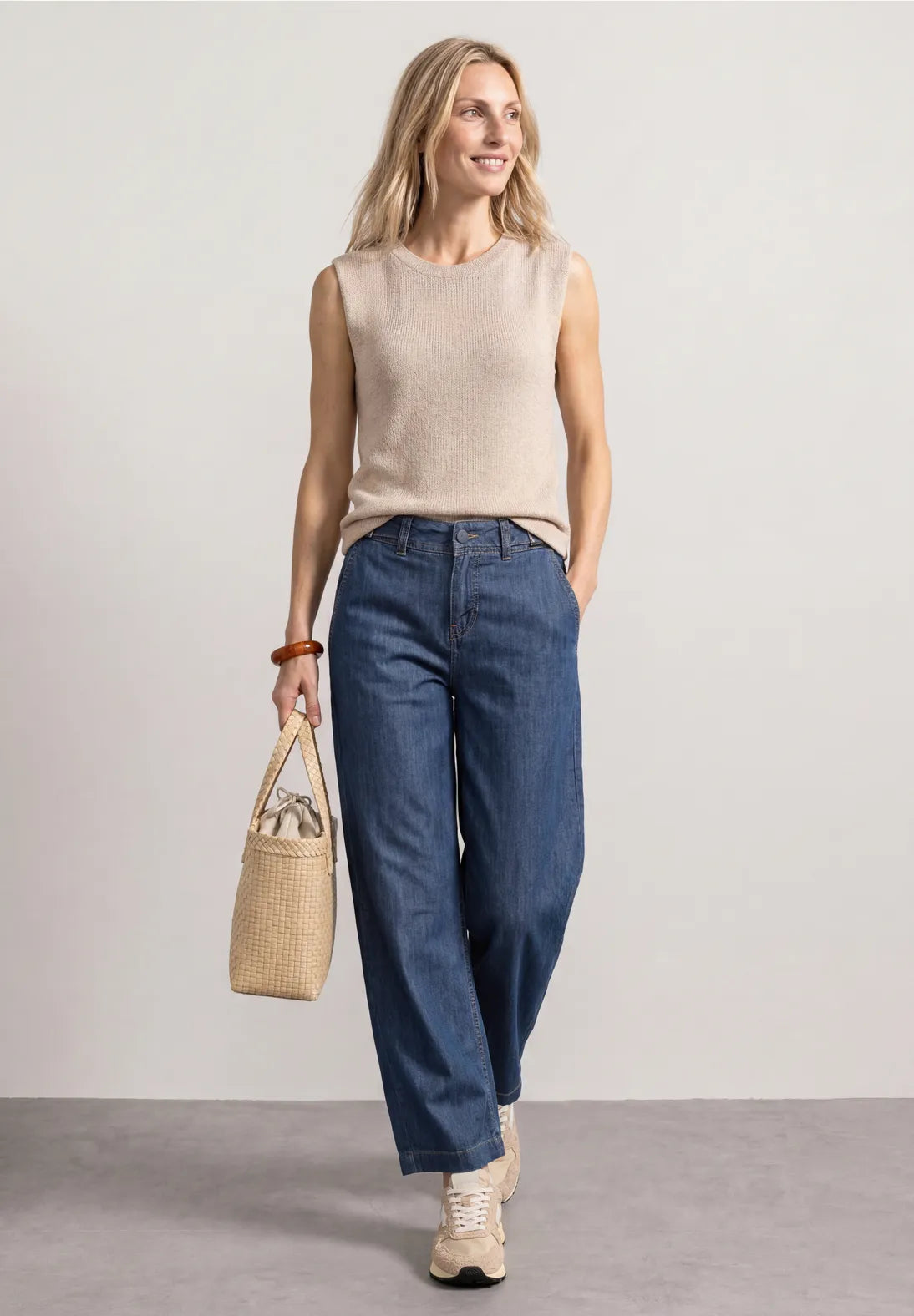 Street One Wide leg jeans in dark blue washed