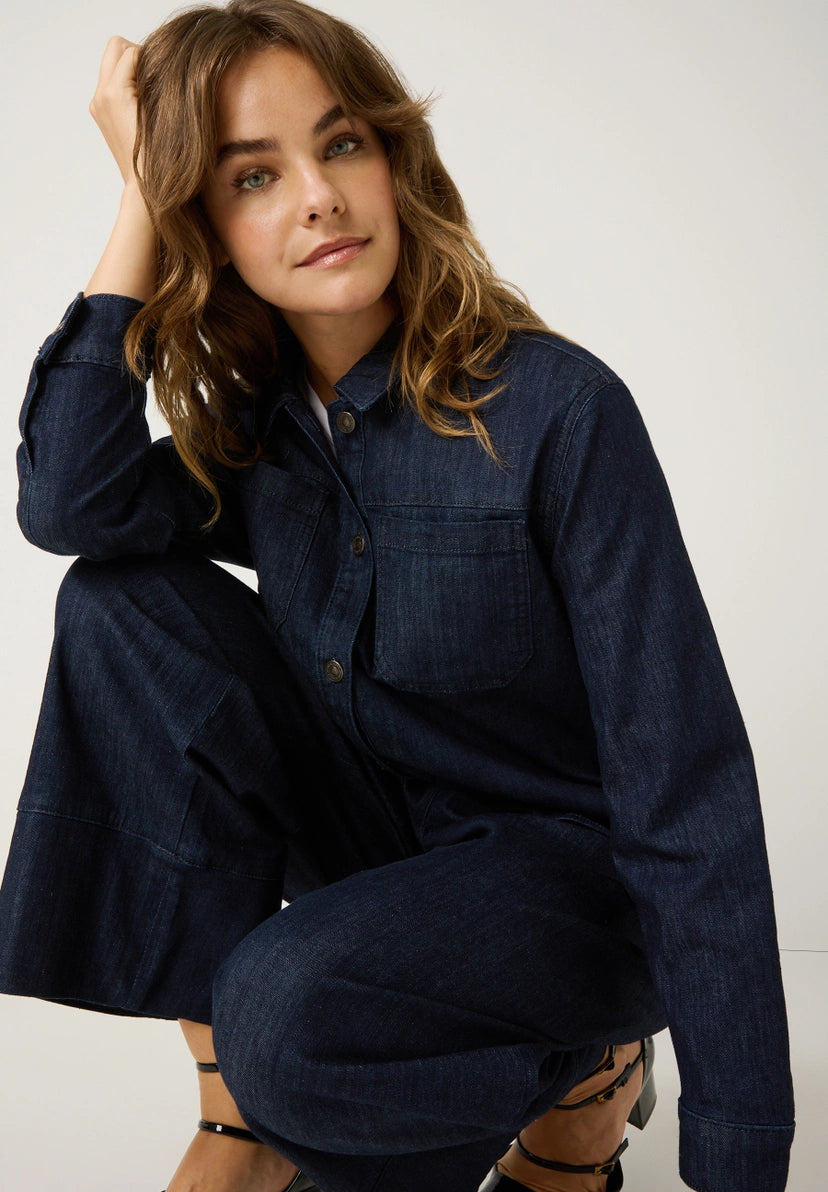 More & More Denim Shirt In Dark Denim Blue