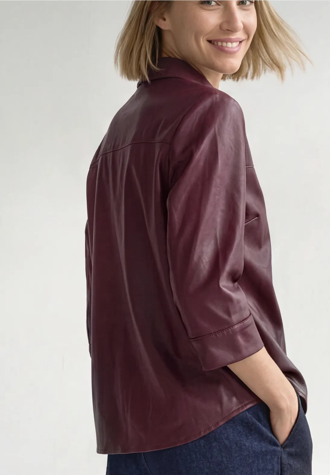 Pleather jacket in rustic rouge