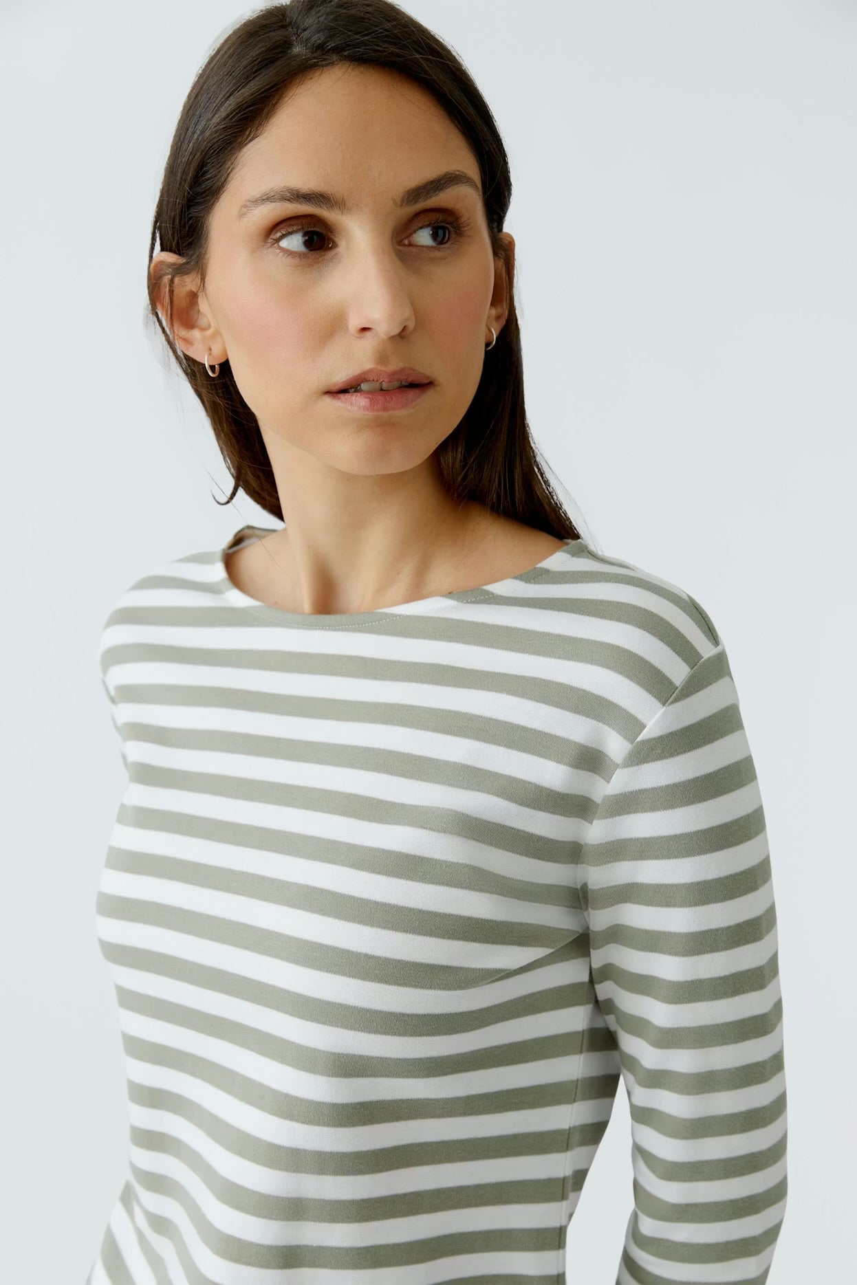 Oui soleila striped top In white & khaki