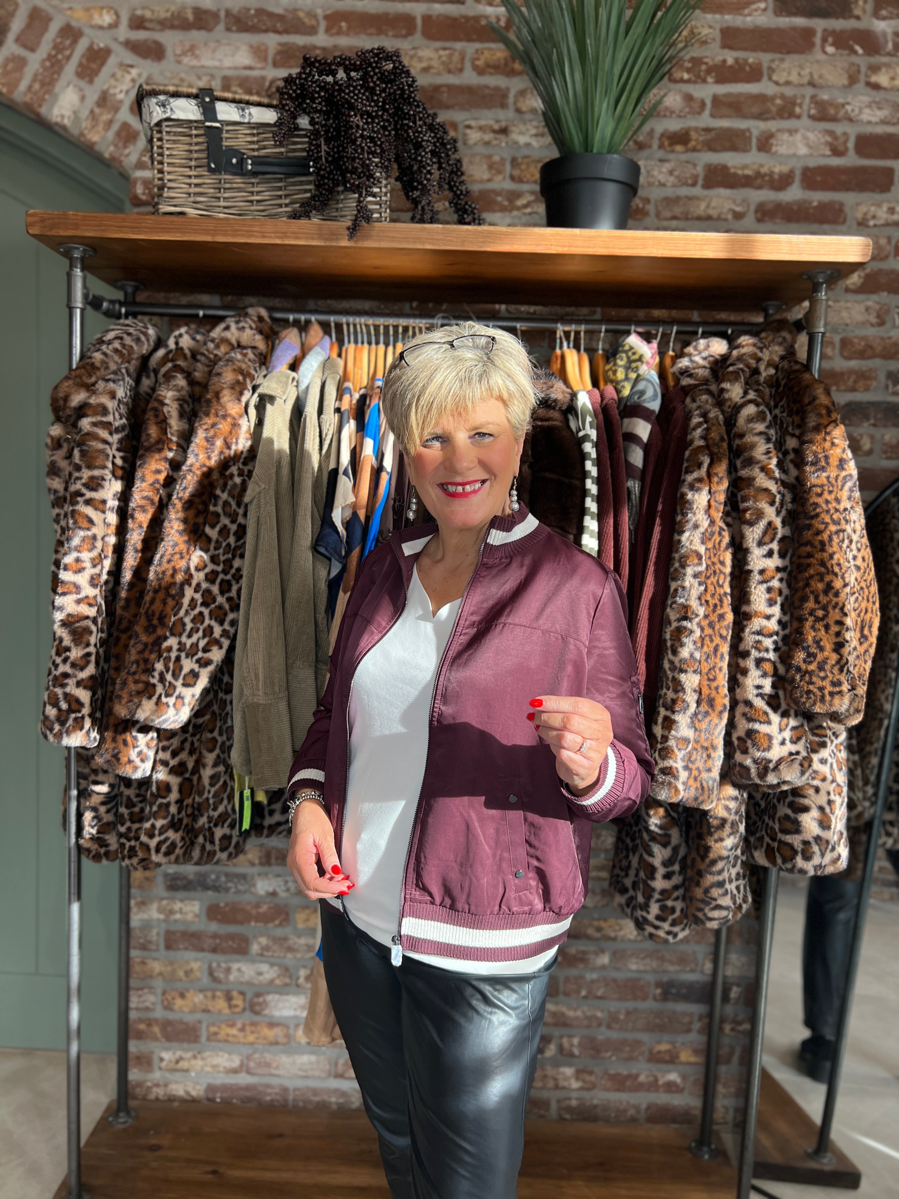 Street One Satin Bomber Jacket In Jazz Berry