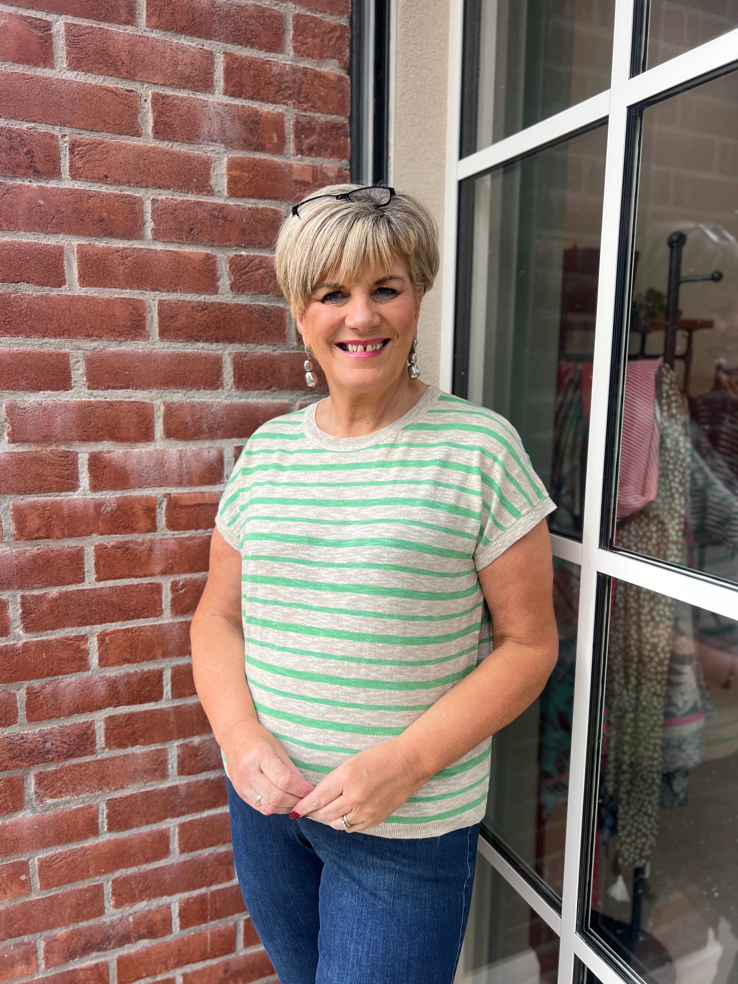 Nümph Striped Pullover in green