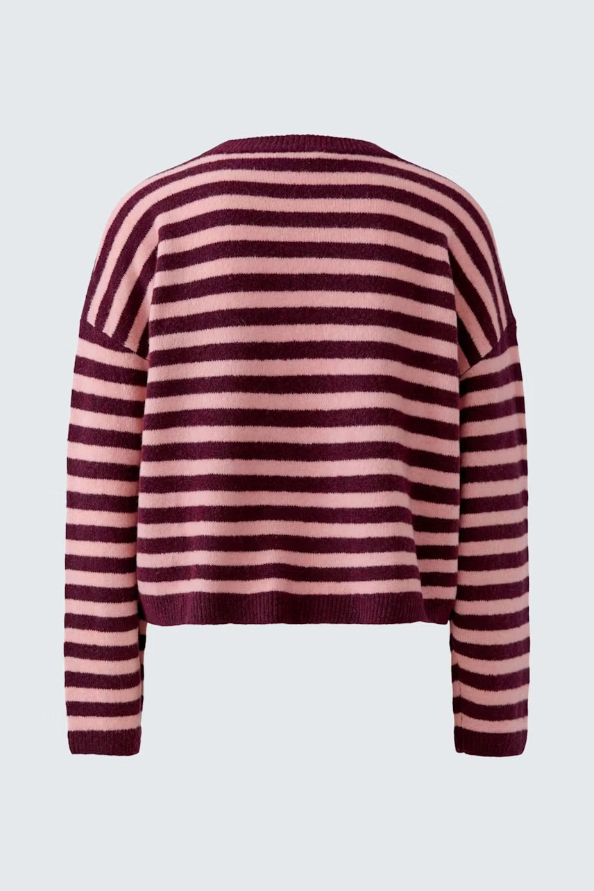 Striped pullover in dark red