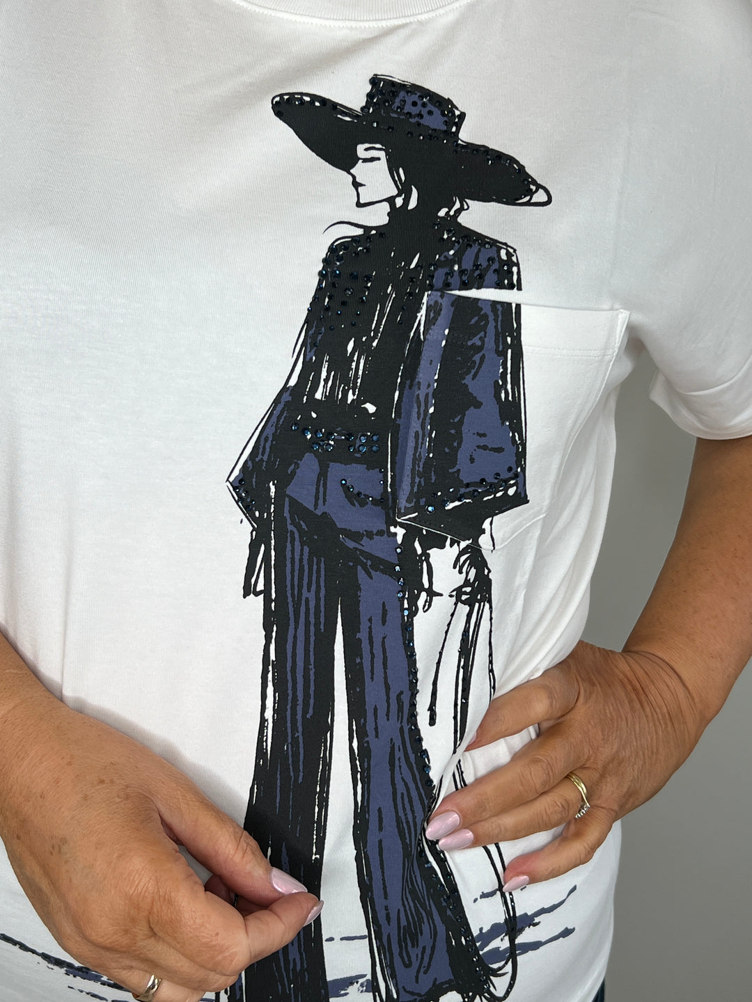 Oui Motif T-shirt In Cloud Dancer