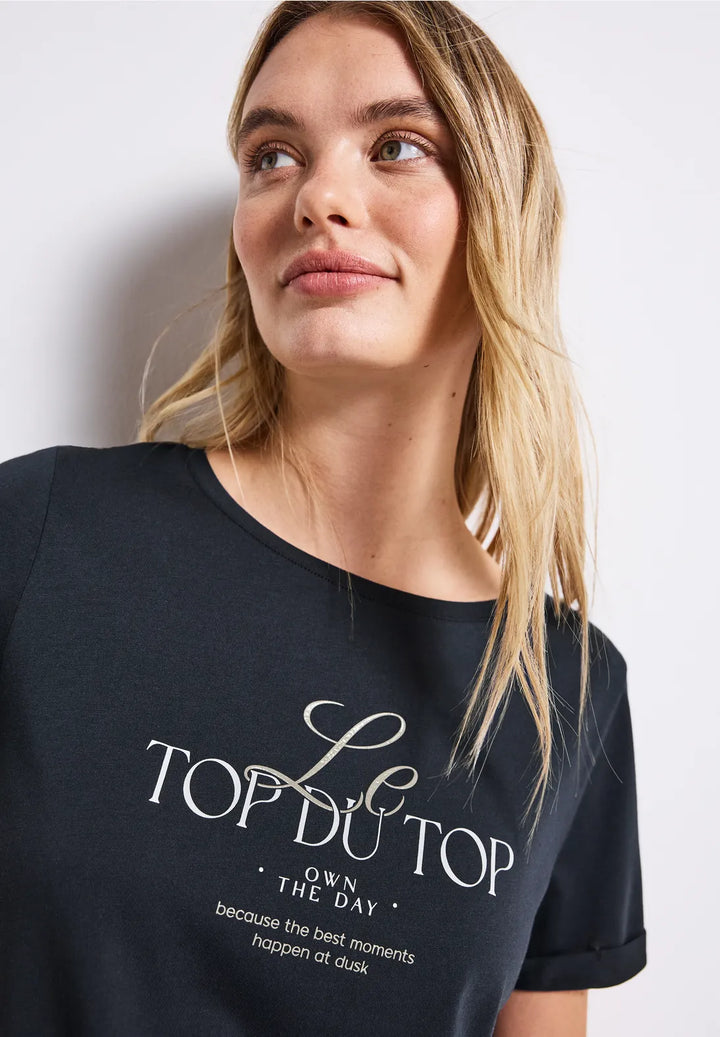 Street One Wording T-shirt In Deepwater Blue