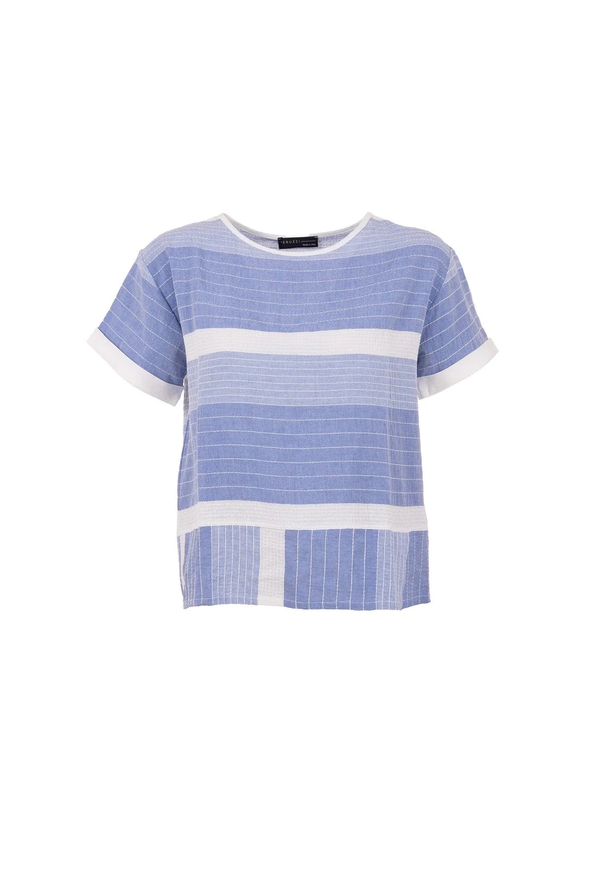 Peruzzi Stitch Stripe Top In Blue Multi