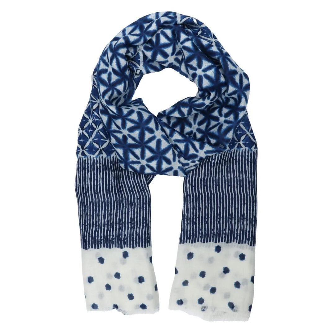 Polly Spots & Stripes Scarf In Blue