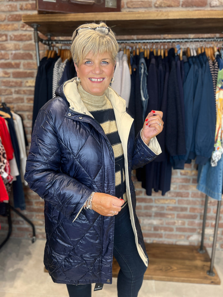 Monari Reversible Coat In Cinnamon & Navy