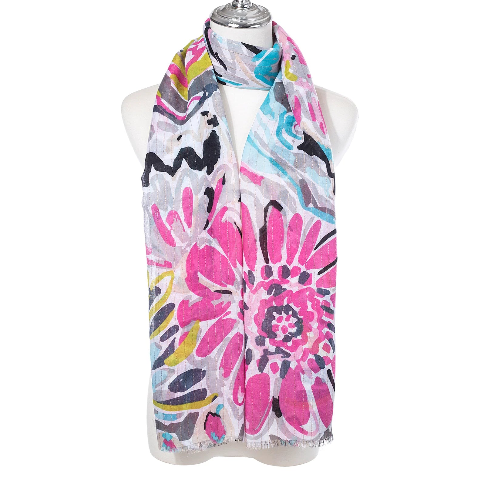 Pipa Patterned Scarf In Grey Multi