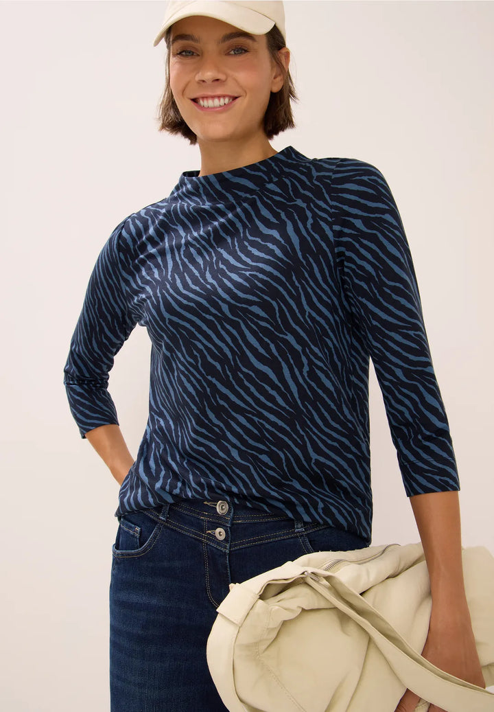 Cecil Minimal Funnel Neck Top In Urban dark blue