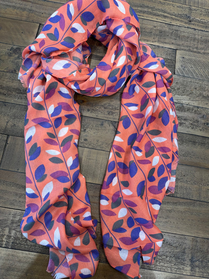 Amelia Leaves Scarf In Orange