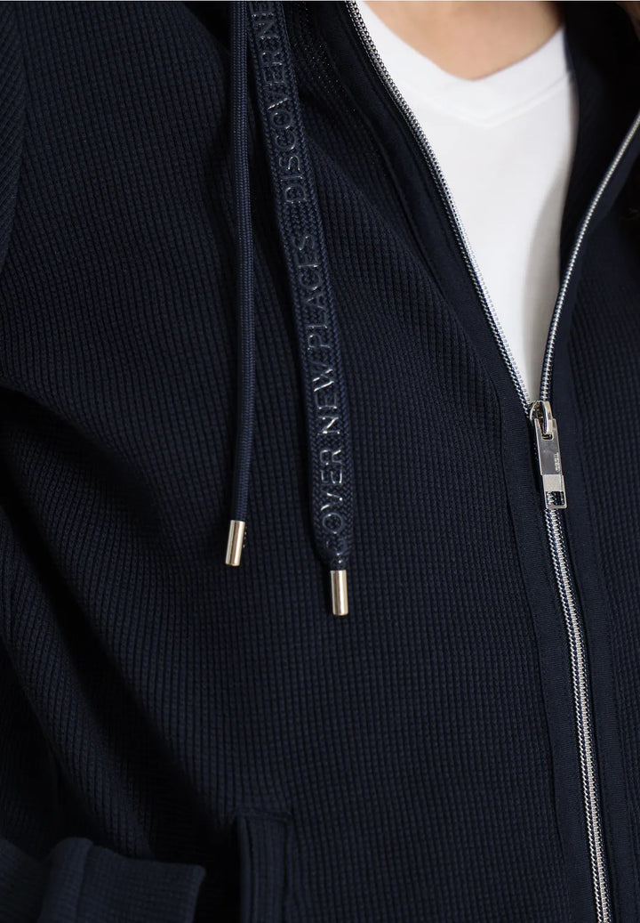 Cecil Ribbed Hooded Jacket In Navy