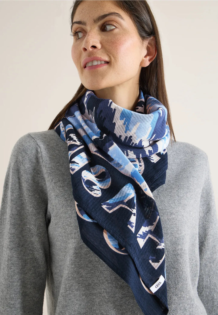 Cecil Print Cloth Scarf In Universal Blue