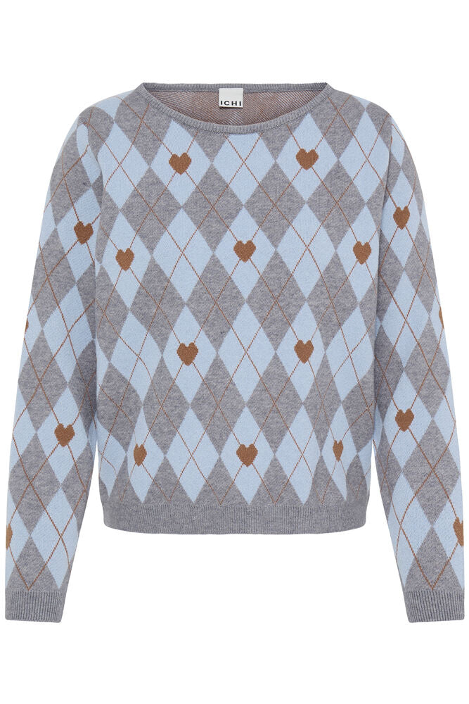 Ichi Ihbrielle Pullover In Grey Melange
