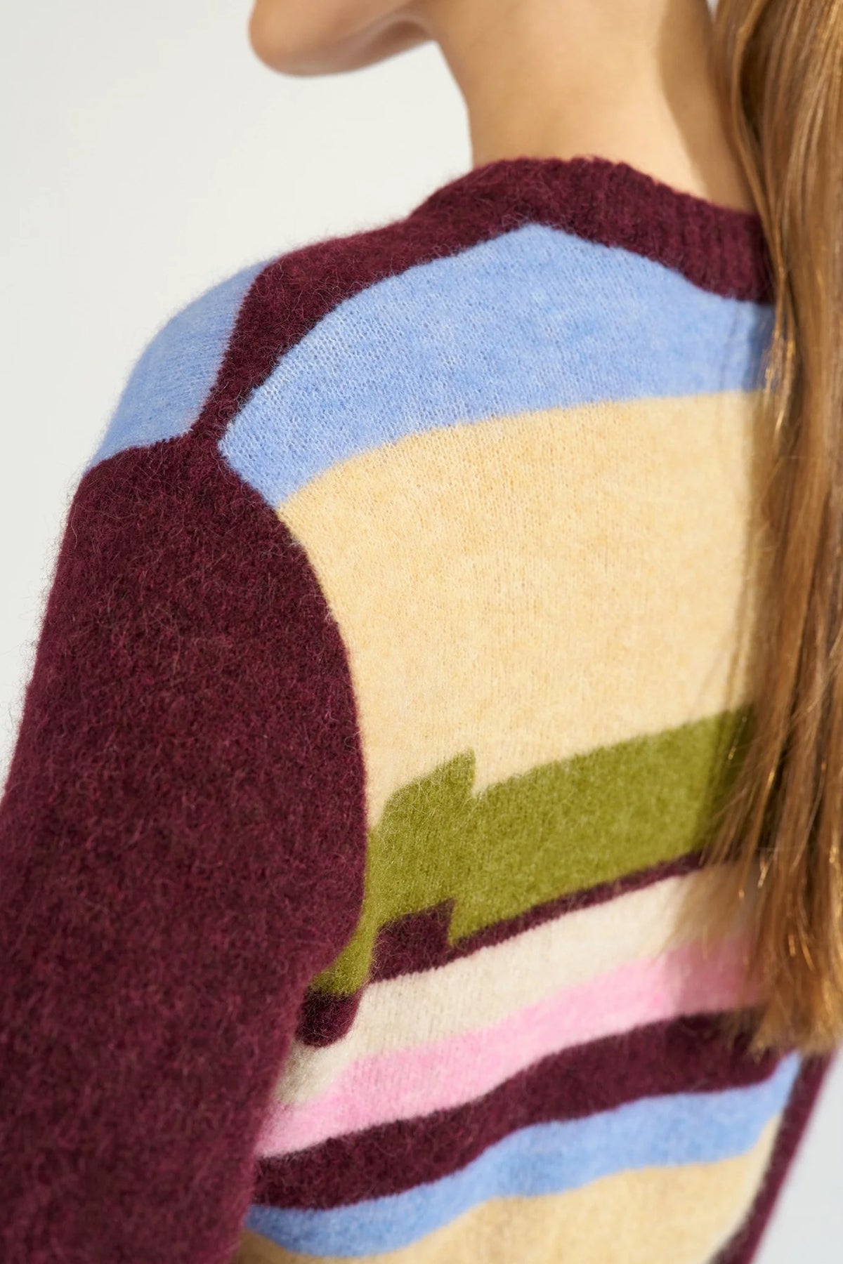 Nuriette pixel stripe pullover in fig