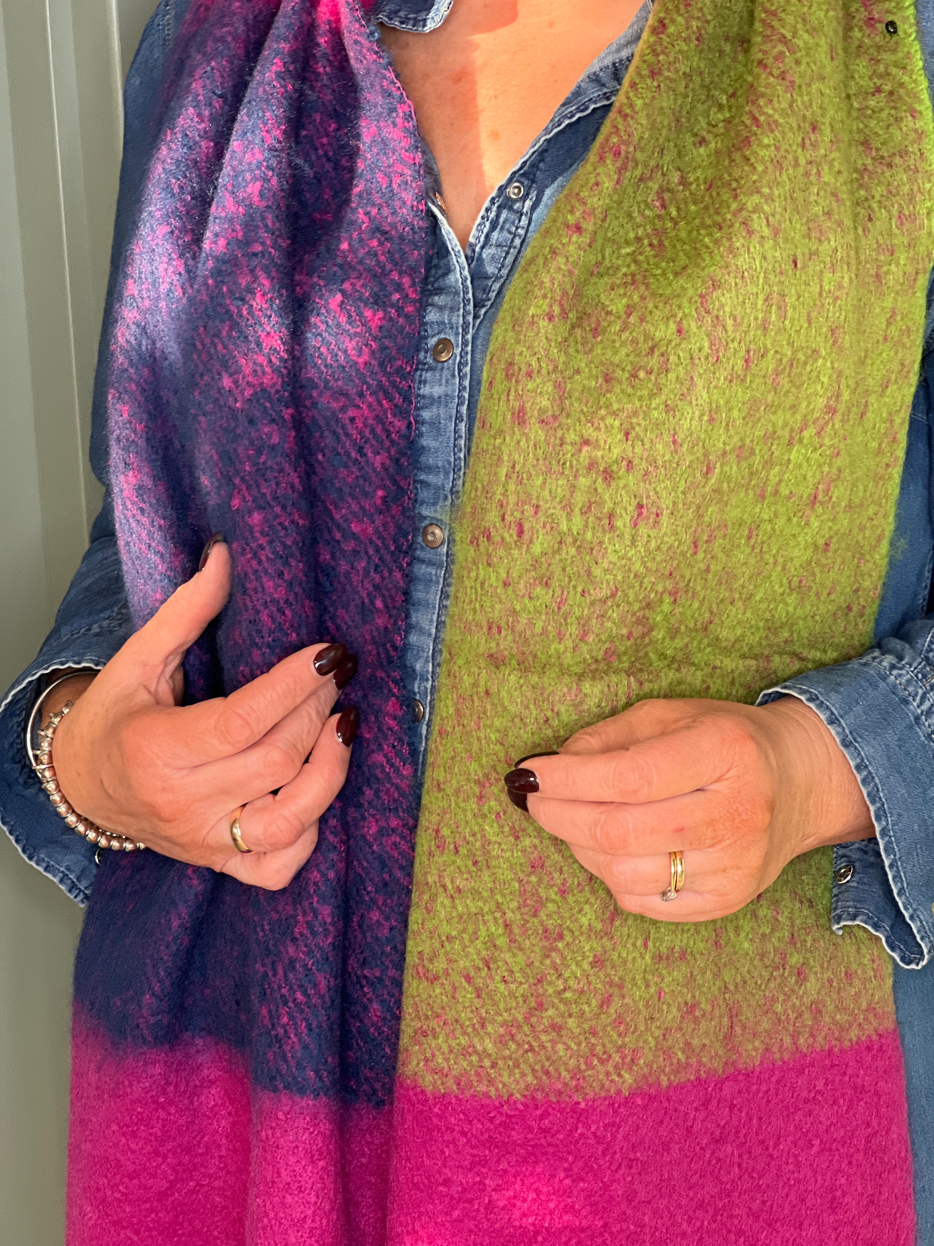 Sophie Colour Block Scarf In Pink Multi