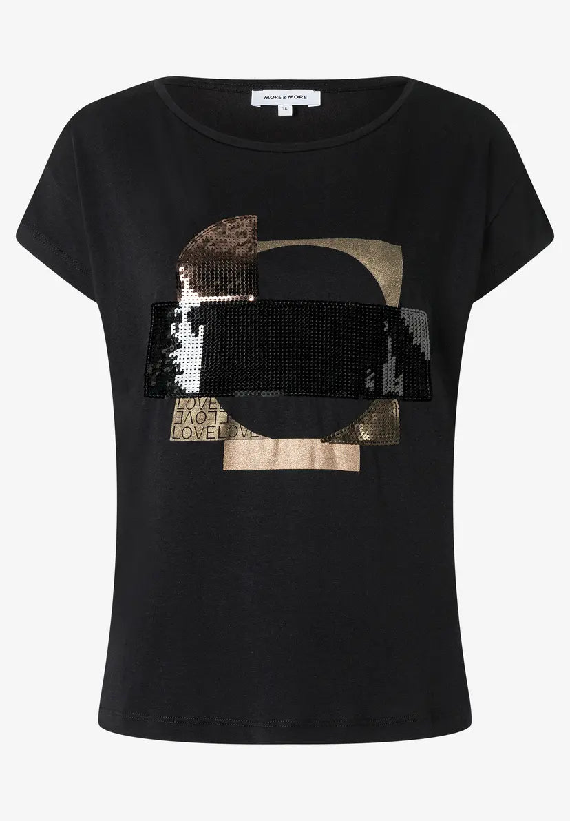 More & More Sequins T-shirt In Black